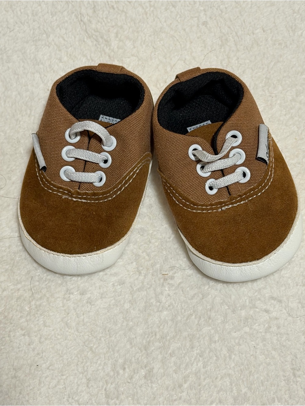 Angel Brown & White Baby Slip-On Walker Shoes